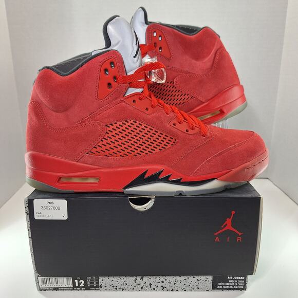 Air Jordan 5 Retro Mens 12 Red Suede 136027-602 Basketball Shoes Sneakers main image 9